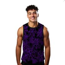 Camiseta Algodão Regata Verão Estilo Moda Praia Teia Cartoon Roxo 378