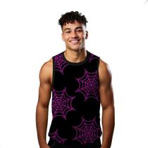 Camiseta Algodão Regata Verão Estilo Moda Praia Teias Aranha Rosa 645