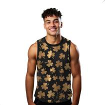 Camiseta Algodão Regata Verão Estilo Moda Praia Trevo Dourado Cartoon 774 Camiseta Algodão Regata Verão Estilo Moda Praia Trevo Dourado Cartoon 774