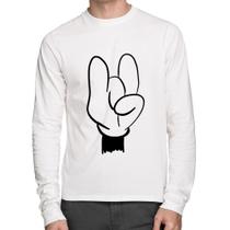 Camiseta Algodão Rock Hand Manga Longa - Foca na Moda Camiseta Algodão Rock Hand Manga Longa - Foca na Moda