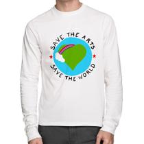 Camiseta Algodão Save The Arts Save The World Manga Longa - Foca na Moda Camiseta Algodão Save The Arts Save The World Manga Longa - Foca na Moda