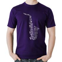 Camiseta Algodão Saxofone Notas Musicais - Foca na Moda