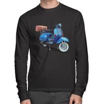 Camiseta Algodão Scooter Azul Manga Longa - Foca na Moda