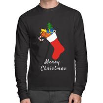 Camiseta Algodão Socket Merry Christmas Manga Longa - Foca na Moda