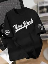 Camiseta Algodão Streetwear Casual Basica New York Manga