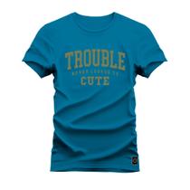 Camiseta Algodão T-Shirt Estampada Dtf Trouble