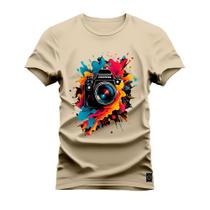 Camiseta Algodão T-Shirt Premium Estampada Camera Pepen