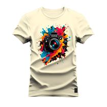 Camiseta Algodão T-Shirt Premium Estampada Camera Pepen