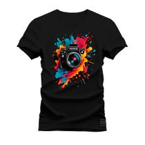 Camiseta Algodão T-Shirt Premium Estampada Camera Pepen