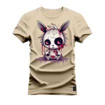 Camiseta Algodão T-Shirt Premium Estampada Coelinho Horror