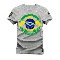 Camiseta Algodão T-Shirt Premium Estampada Estrela Nacional