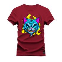 Camiseta Algodão T-Shirt Premium Estampada Gato Olhar