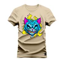 Camiseta Algodão T-Shirt Premium Estampada Gato Olhar