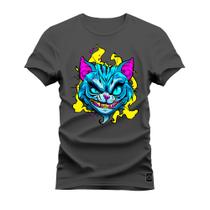 Camiseta Algodão T-Shirt Premium Estampada Gato Olhar