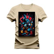 Camiseta Algodão T-Shirt Premium Estampada Jogos E Dados