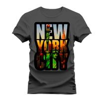 Camiseta Algodão T-Shirt Premium Estampada New York Abertura