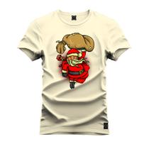 Camiseta Algodão T-Shirt Premium Estampada Papai Noel Estregador