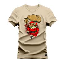 Camiseta Algodão T-Shirt Premium Estampada Papai Noel Estregador