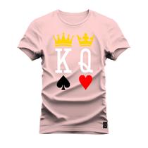 Camiseta Algodão T-Shirt Premium Estampada Rei Rainha