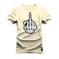 Camiseta Algodão T-Shirt Premium Estampada The Fuck Caveira