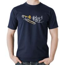 Camiseta Algodão Trombone Notas Musicais - Foca na Moda