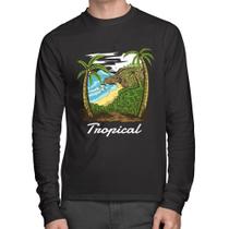 Camiseta Algodão Tropical Beach Manga Longa - Foca na Moda Camiseta Algodão Tropical Beach Manga Longa - Foca na Moda