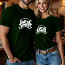 Camiseta Algodão Unissex Casal Country Estampa Pegada Forte Look Combinando Namorados Amigos Agro