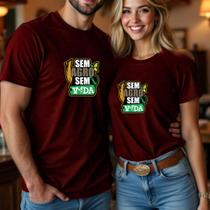 Camiseta Algodão Unissex Casal Country Estampa Sem Agro Sem Vida Namorados Faculdade Agronomia Peão