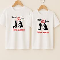Camiseta Algodão Unissex Casal Estampa Casal Que Ora Juntos Romance Amor Presente Dia Dos Namorados