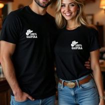 Camiseta Algodão Unissex Country Casal Estampa 100% Caipira Chapéu Bota Delicada Namorados Presente