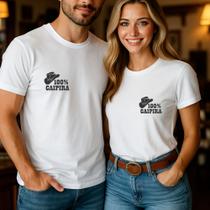 Camiseta Algodão Unissex Country Casal Estampa 100% Caipira Chapéu Bota Delicada Namorados Presente