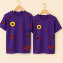 Camiseta Algodão Unissex Estampa Girassol Corações Rasgados Festa Junina Arraiá Moda Maria Chiquinha