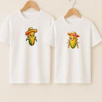 Camiseta Algodão Unissex Estampa Milho e Milha Menina Menino Noiva Festa Junina Fofo Lindo Delicado