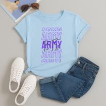 Camiseta Algodão Unissex Estampada Army Bts 275 Blusa Despojado Modinha Kpop Tecido Premium