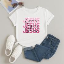 Camiseta Algodão Unissex Estampada Love Jesus Blusa Gola Redonda T-shirt Cristã Religioso Camiseta Algodão Unissex Estampada Love Jesus Blusa Gola Redonda T-shirt Cristã Religioso
