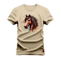 Camiseta Algodão Varias Cores Tecido Macio Cavalo Um