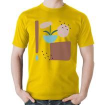 Camiseta Algodão Vaso de Planta Minimalista Abstrato - Foca na Moda