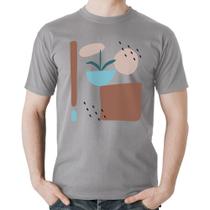 Camiseta Algodão Vaso de Planta Minimalista Abstrato - Foca na Moda