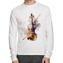 Camiseta Algodão Violino Manga Longa - Foca na Moda