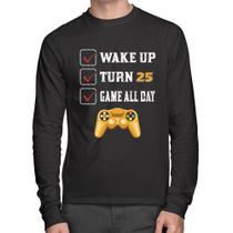 Camiseta Algodão Wake Up, Turn 25, Game All Day Manga Longa - Foca na Moda Camiseta Algodão Wake Up, Turn 25, Game All Day Manga Longa - Foca na Moda