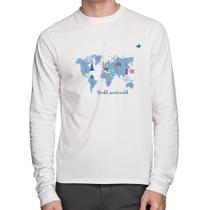 Camiseta Algodão World sweet world Manga Longa - Foca na Moda Camiseta Algodão World sweet world Manga Longa - Foca na Moda