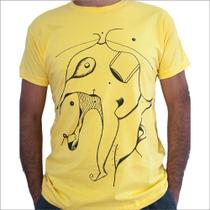 Camiseta Amarela de Algodão com Desenho Artístico