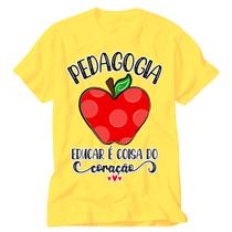 Camiseta Amarela Pedagogia gente que ama ensinar educar