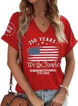 Camiseta AmazingLucky American Flag para mulheres tamanho GG vermelha Camiseta AmazingLucky American Flag para mulheres tamanho GG vermelha