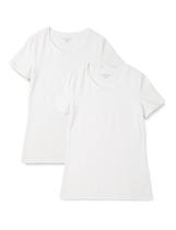 Camiseta Amazon Essentials 2 Unidades Feminina Gola Careca Branca M