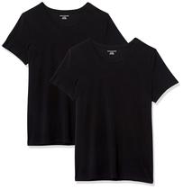 Camiseta Amazon Essentials 2 unidades Gola Careca Feminina Preta P