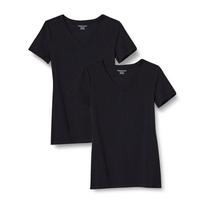 Camiseta Amazon Essentials Feminina Gola V Manga Curta Pacote com 2
