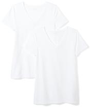 Camiseta Amazon Essentials - Pacote com 2 unidades - Branca - Tamanho M