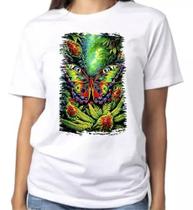 Camiseta Animais e Borboleta Multicor Plantas Camiseta Animais e Borboleta Multicor Plantas