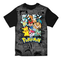 Camiseta Anime Pikachu Pokemon Ash Full 3D - Black Well